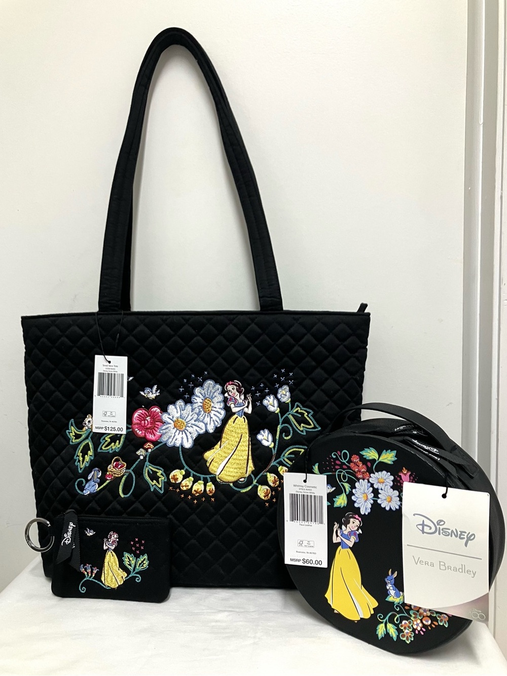 Vera Bradley Disney Snow White SET Tote, ID case and Whimsy Cosmetic NWT